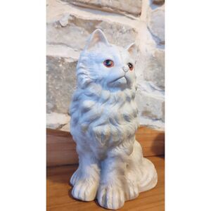 Vintage Cat Statue Ceramic Figurine With Long Hair